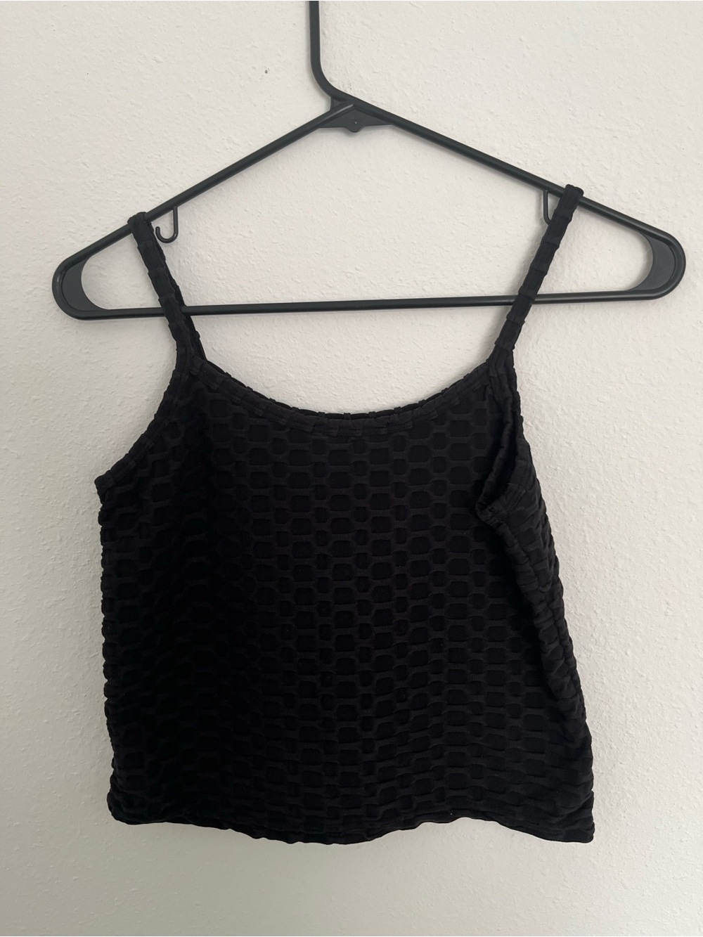 Black Textured Square-Pattern Cami